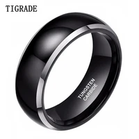 Tigrade Mens Ring Black 6/8mm Polished Tungsten Carbide Wedding Engagement Band Ring for Men Trendy bague homme Couple Ring 1