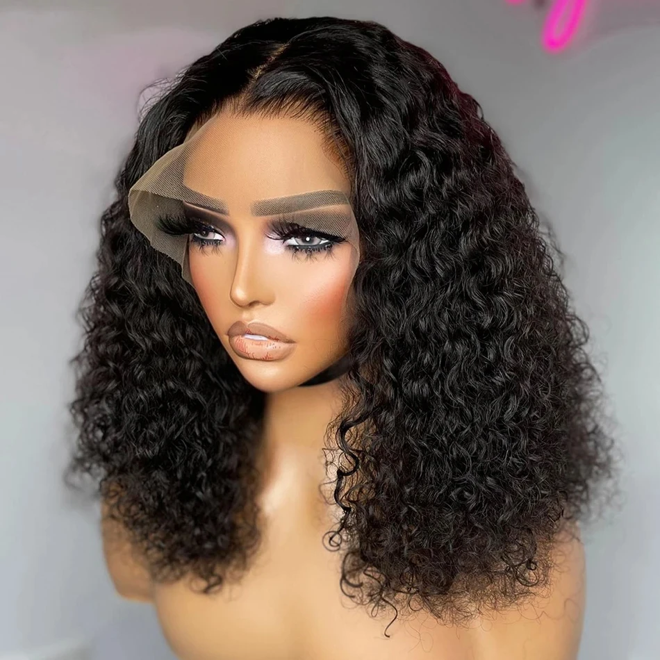 

Water Wave Short Curly Human Hair Wigs Bob 4x4 Closure Wig Brazilian Wet And Wavy T Part 13x4 Lace Frontal Wig For Black Women