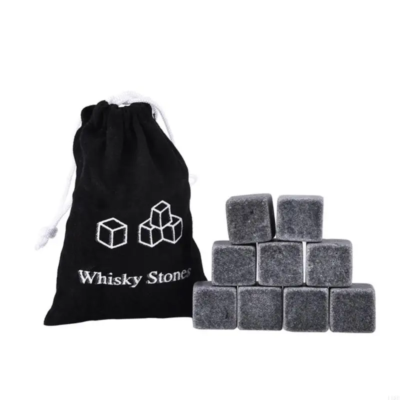 L8RF 9pcs Stones Chilling Ice Cubes Cooling for Water Drink Men Dad