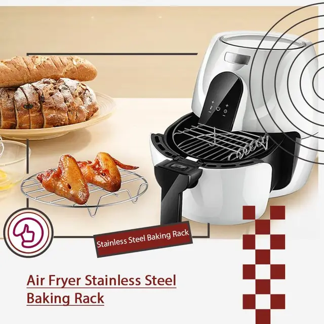 Sütőtálcás Nyársai Air Sütő Rozsdamentes Acél Tartó Bbq Állvány Kettős Rétegű Grill Tálca Csere Barbecue Konyhai Szerszámok - Image 2