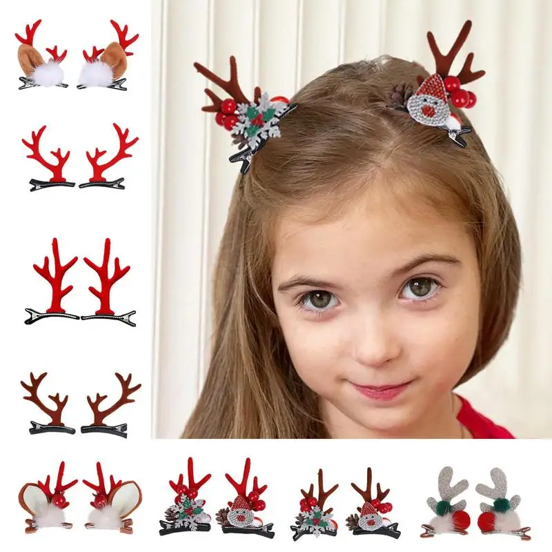 

Christmas Hair Pin Children Barrettes Bow Deer Santa Claus Portable Reindeer Kids Christmas Headwear Girls Kids Hair Accessories