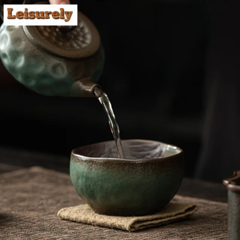 Japanese Style Gilded Iron Glazed Lotus Teacup Tea Bowl Water Jug Tea-tasting Meditation Cup Jianzhan Master Cups Tableware Gift