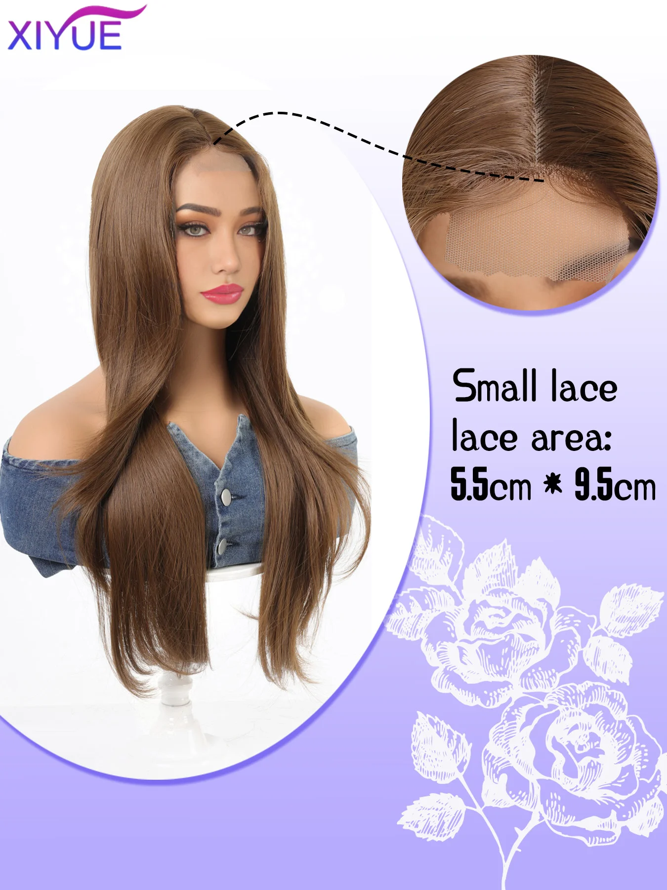 XIYUE 26 Inch Lace Front Wigs Curly Wave Fiber Synthetic Wig Heat-resistant Non-Glare Natural Soft Cosplay Hairpiece For Women