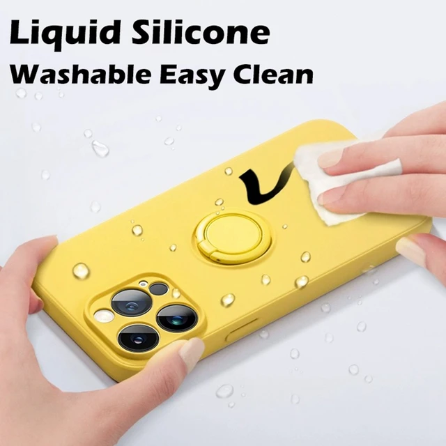 Funda con soporte de anillo de silicona líquida de lujo para iPhone, 15, 14, 13, 12, 11 Pro Max, Mini, X, XR, XS Max, 7, 8 Plus, SE, 2020, 2022 - Image 3
