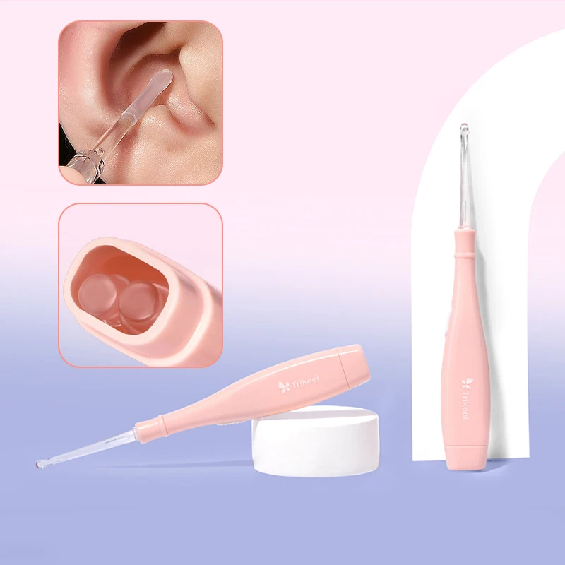 Three Heads Earwax Baby Removal Light Cleaner Pick Tool Flashlight Earpick Ear Cleaning Tool Silicone Head Ear Spoon 2