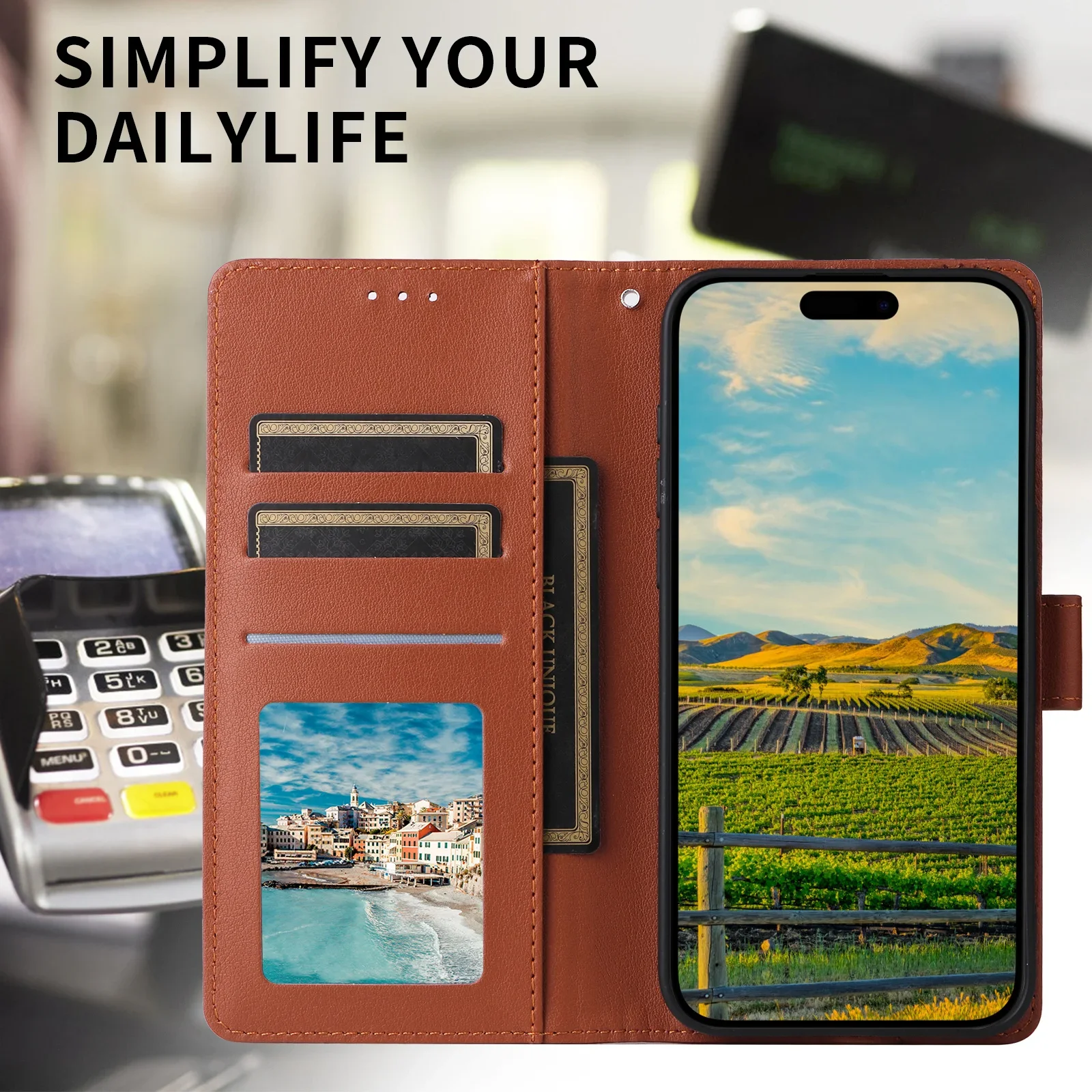 for Apple iPhone X XS XR 11 12 13 14 15 16 Pro Max Plus Leather