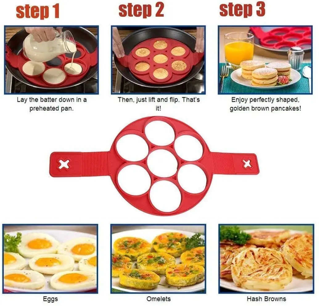 Dropship Silicone 7 Holes Fried Egg Mold Pancake Maker Mold Forms Non-Stick  Easy Omelette Mold Kitchen Accessories to Sell Online at a Lower Price