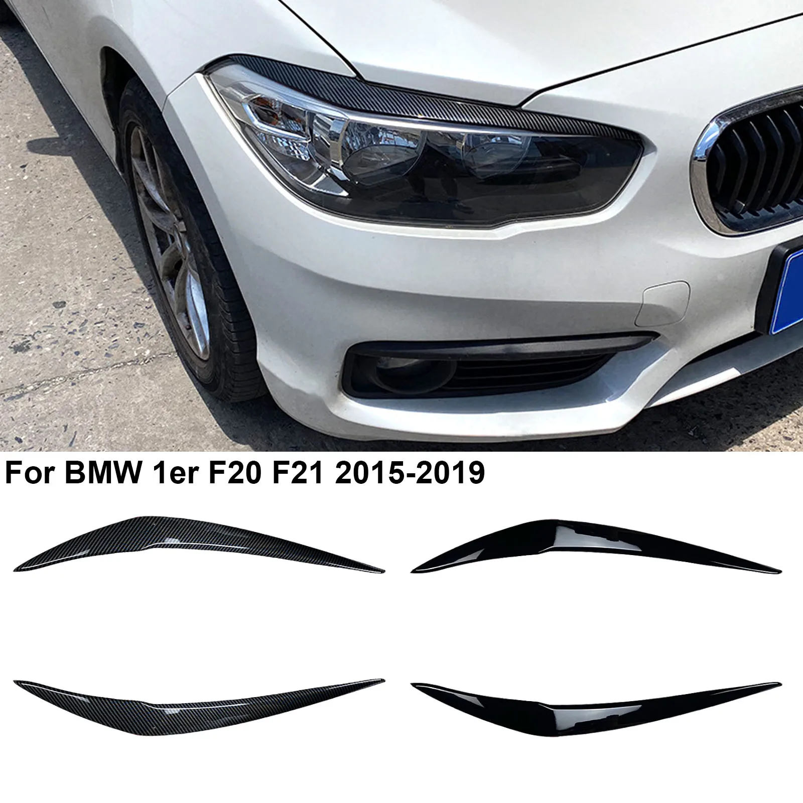 2pcs ABS Gloss Evil Headlight Eyebrows Eyelid For BMW 1er F20 F21 Facelift  116i 118i 120i 125i M135i M140i 2015-2019 Accessories