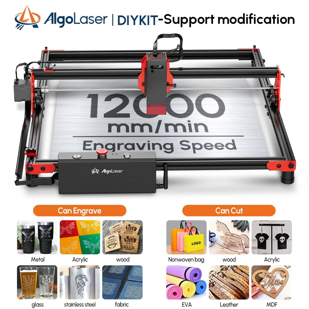 Laser Engraving Machine Algolaser Desktop Laser Engraver Cutter For Beginners 12000mm/min 20W DIY KIT Phone Connect Woodworking Metal Engraving