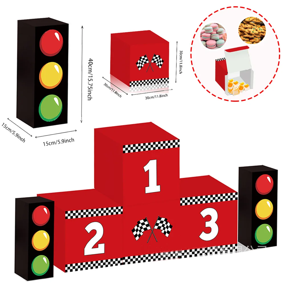 Large Racing Car Party Boxes Traffic Light Favor Boxes Car Theme Birthday Party Race Car Podium Centerpiece Decor Gift Supplies