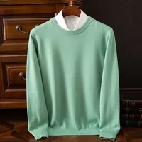 Men's 100% Cashmere Sweater O-Neck Pullovers Knit Large Size Wool Sweater Winter New Tops Long Sleeve High-End Jumpers 2