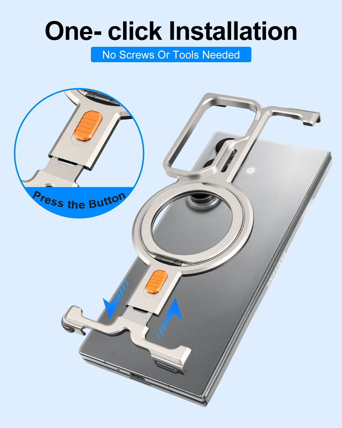 Eary Aluminum Frameless Case for Samsung Galaxy Z Fold 7 With 360°Rotate Magnetic Stand Compatible for Magsafe Wireless Charging