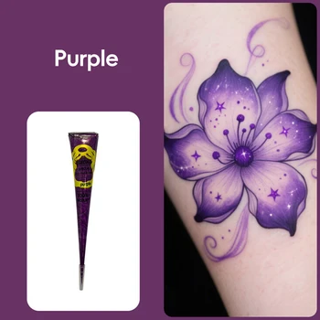 1 Pezzo 25g Pasta di Henné Naturale Indiana Nera per Tatuaggi Temporanei, Crema Artistica per Body Painting, Cono per Tatuaggi Fai-da-Te