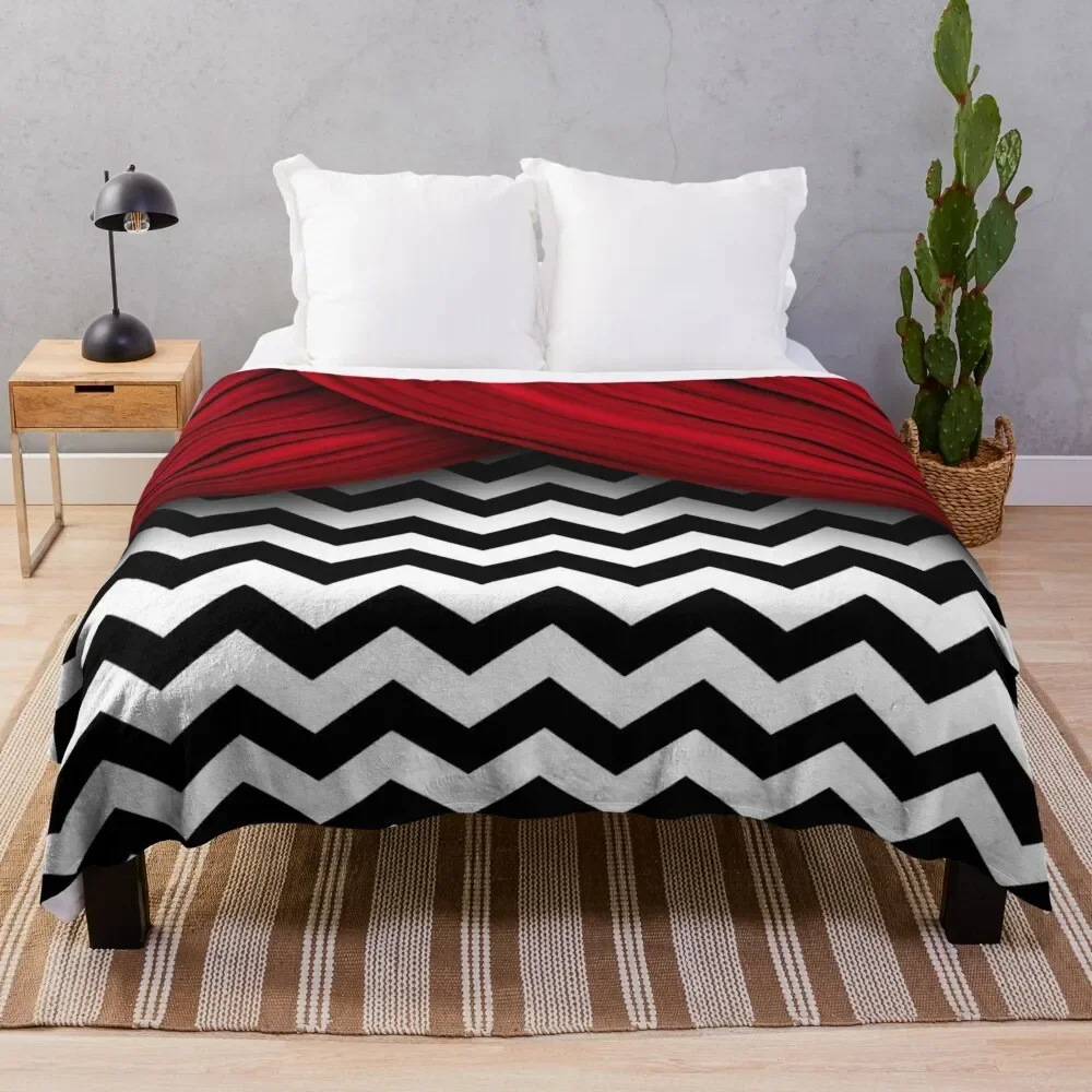 

Twin Peaks Red Curtains Black and White Chevron Throw Blanket funny gift Beach Luxury Thicken cosplay anime Soft Beds Blankets