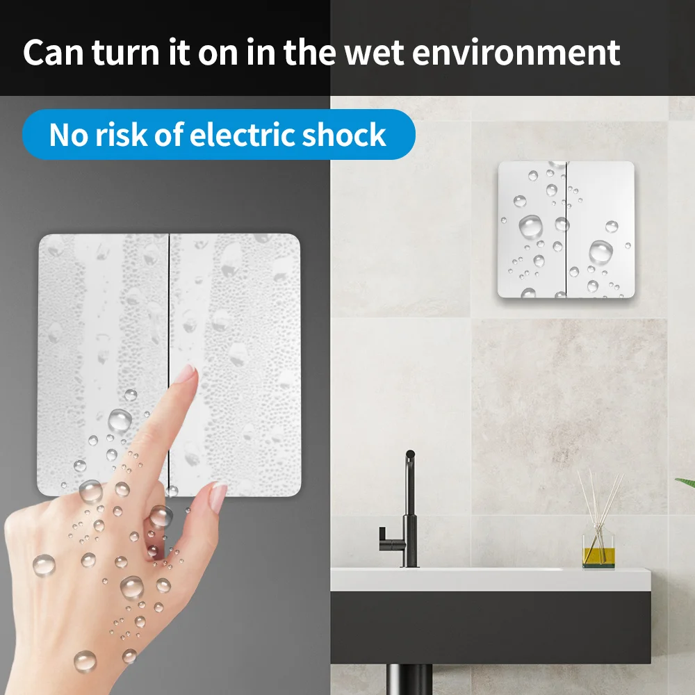 Wireless Light Switch Smart Wireless Switches 1/2gang No Battery Required Waterproof Panel Push Button Wall Light Switch APP Remote Control Switch Set