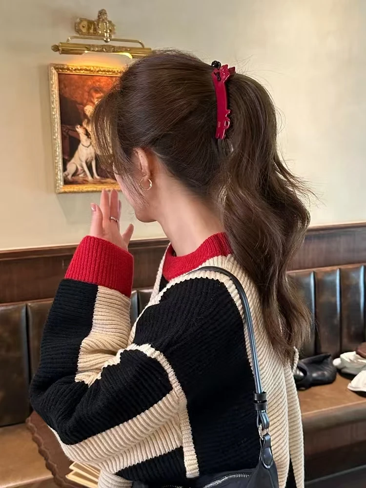 Katzenförmige Acetat-Haarspange im koreanischen Stil für Frauen, vertikaler Hinterkopf-Clip, Pferdeschwanz-Haarnadel, Bananenclip im High-End-Look – Detail 10