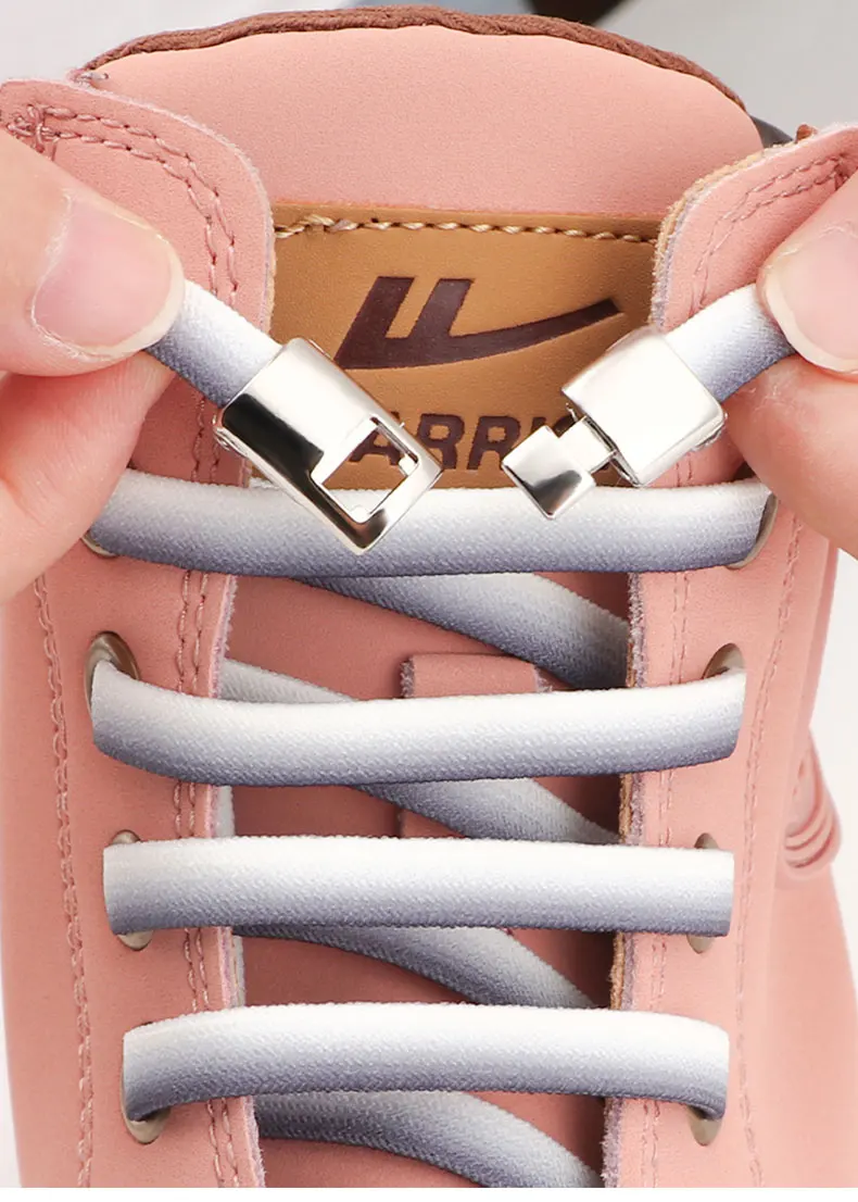 Gradient elastische Schnürsenkel Turnschuhe schnell faul Cross Lock Schnürsenkel ohne Krawatten Kinder Erwachsene Wohnungen keine Krawatte Schnürsenkel Schuh zubehör – Detail 1