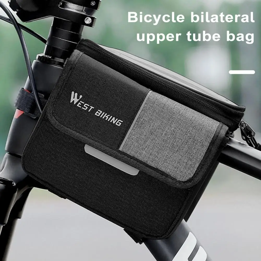 Bicycle Top Tube Bag Back Seat Bag Waterproof Bicycle Front Frame Bag with Capacity Touch Screen Phone Pouch Ideal for Mtb 20 inch large capacity polyester bike bicycle front basket durable waterproof tube handlebar bag outdoor sport accessories