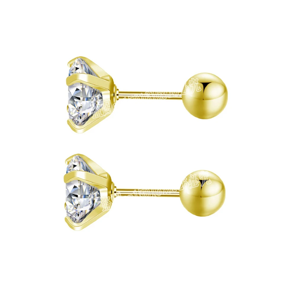 Stud Earrings stud earrings New Medical Stainless Titanium Steel Zircon Crystal 4 Prong Tragus Cartilage Stud Earrings For Men Women Piercing Ear Jewelry
