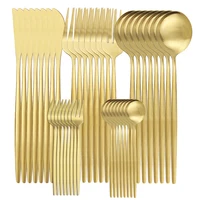 Juego de cubiertos dorados mate de acero inoxidable 1