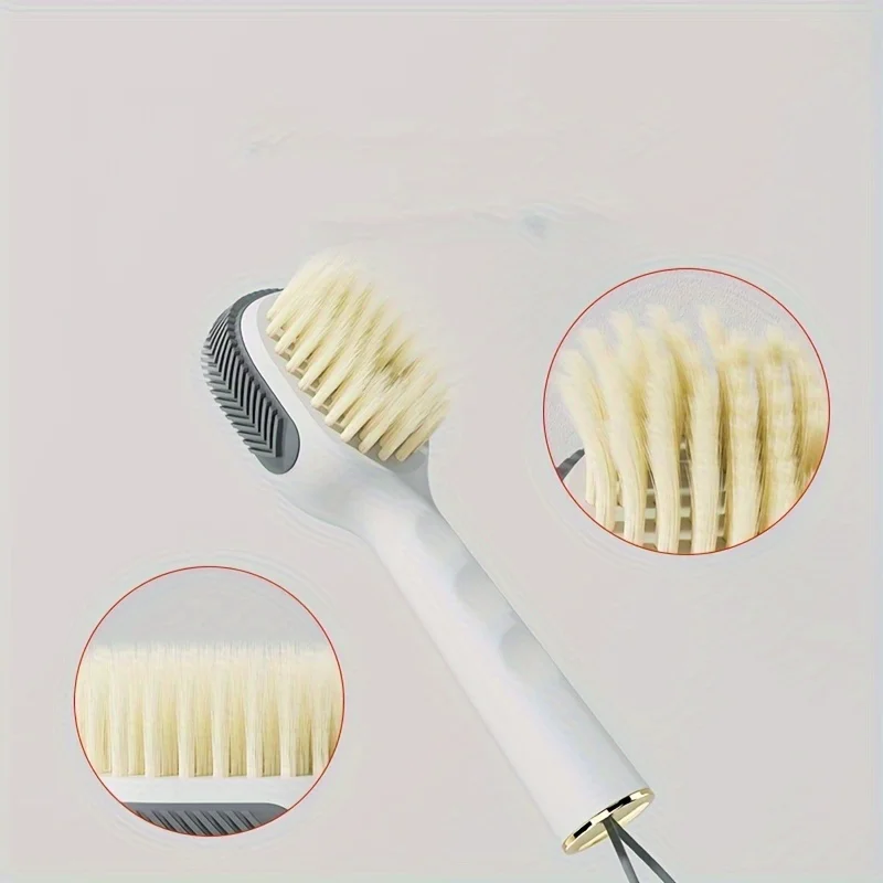 Two in one shoe brush 1pc household press out liquid shoe wash brush press type soft fur clothing cleaning brush