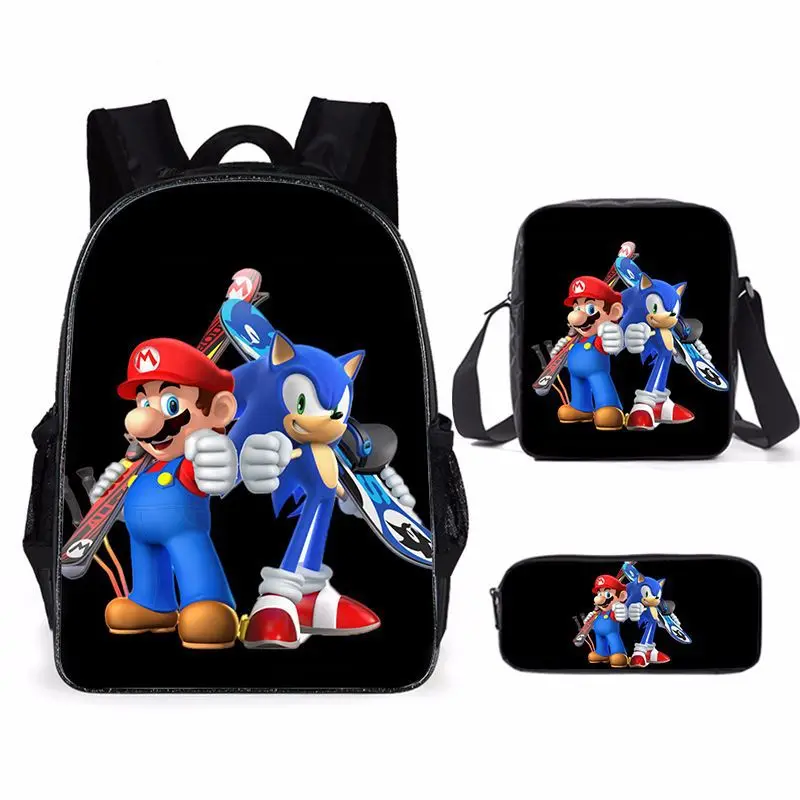 good american jeans Super Mario Bro Sonic Children School Bag Orthopedic Backpack Boy Girl Cartoon 3PCS Set Bags Pencil Case Messenger Bag 24 Models madewell jeans Jeans