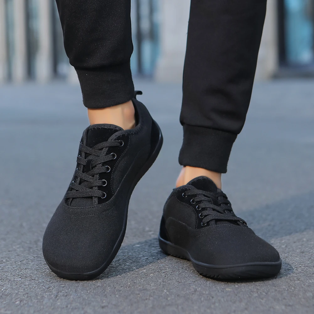 Men Minimalist Barefoot Shoes Women Wide Toe Zero Drop Sneakers Matte Artificial Leather Casual Lace Up Fashion Shoes 2