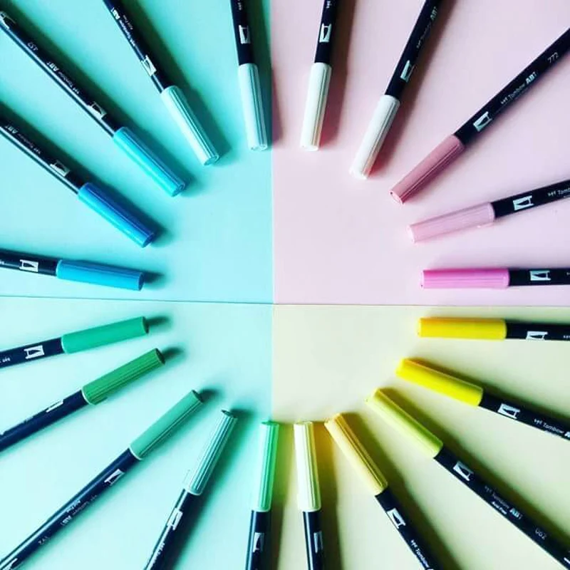 Pen Marker 1pc TOMBOW AB-T Japan 96 colors double heads art brush pen marker profession water marker pen painting supplies