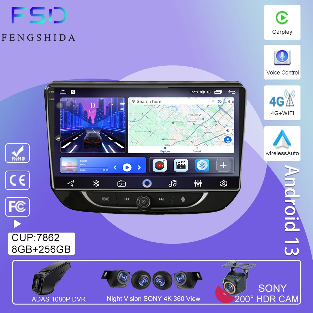 

Android 13 For Chevrolet Onix 2020-2023 Car Radio Multimedia Video Player Navigation GPS Carplay WIFI 4G LET BT Onix DSP No 2din