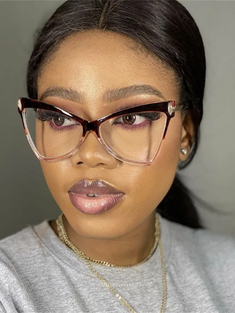 Cat Eye Oversized Glasses Frame TR90 Glasses Personality Fashion Butterfly Computer Triangle Eyewear