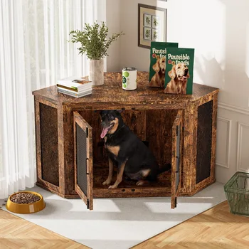 Wooden Corner Dog Crate 1