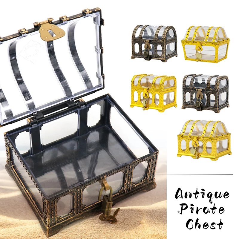 Pirate Treasure Chest with Lock – Transparent Pirate Jewelry Box for Gemstones, Crystal... - SKU PTCL2333 - UGI Packaging