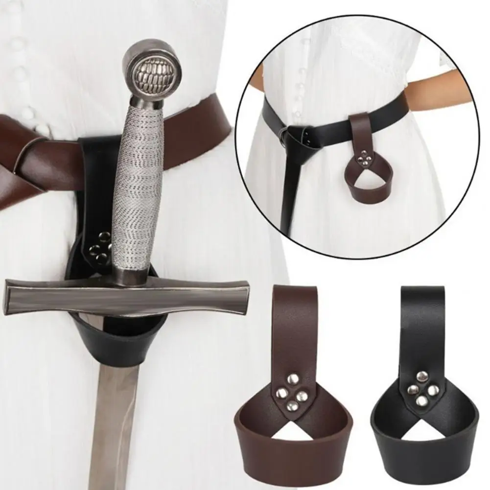 Faux Leather Scabbard Titular com Viking Bainha Anel, Pirate Blade Strap, Cavaleiro Cosplay Prop