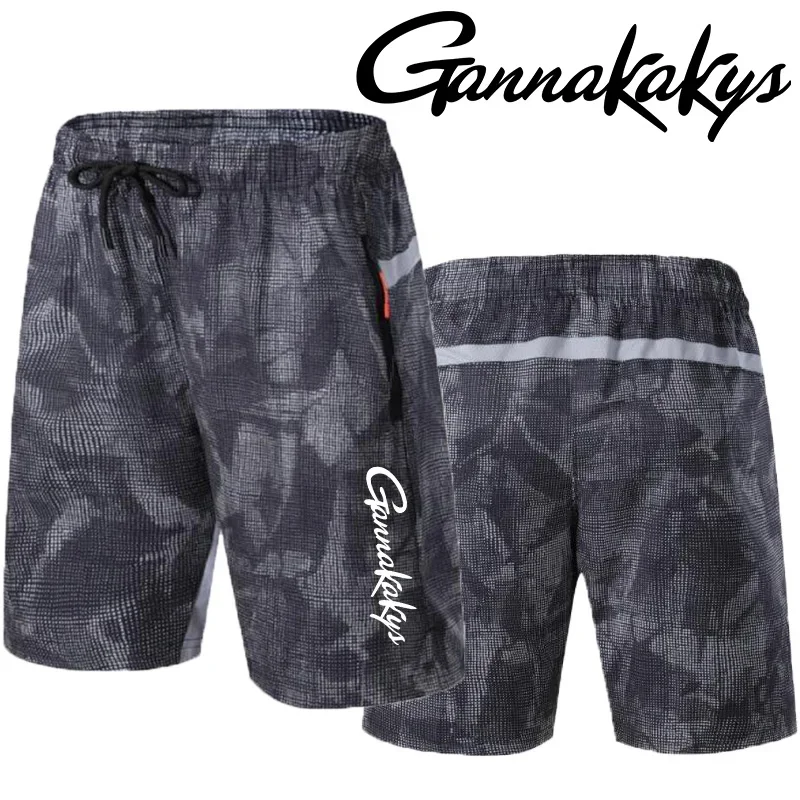 Summer Fishing Shorts Men's Sports Elastic Quick Drying Pocket Running Shorts Slow Running Fashion Beach Men's