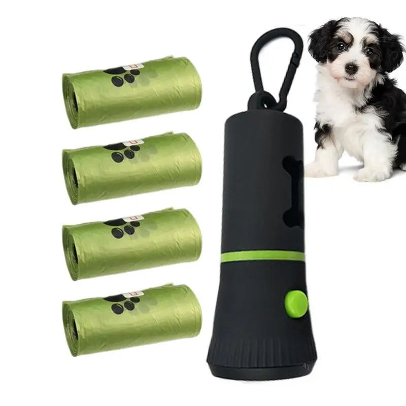 Pet Poop Bag Holder LED Light Waste Bag Holder Poop Dispenser Portable Waste Bags With LED Lights Pet Dispenser