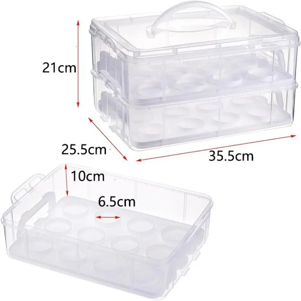 Porta Cupcake a 2 livelli scatola portaoggetti rettangolare trasparente per Cupcake con coperchio e manico 24 griglie contenori per Cupcake Party
