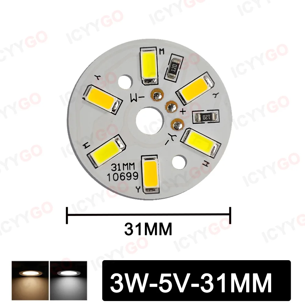 5V 램프 구슬 LED 광원 보드 3W 흰색 따뜻한 2 색 5V 라이트 보드 너도밤 나무 단단한 나무 저전압 라이트 보드