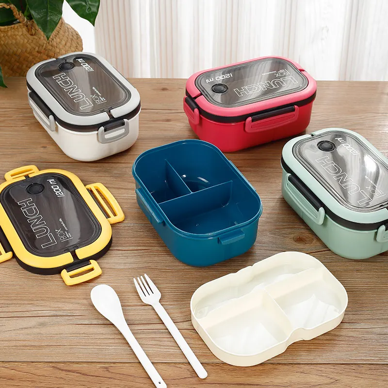 Toppers Lunch Box de Magma Life, Tupper con 3 Pisos, Lonchera Portátil,  Bento Box con 3 Compartimentos para Alimentos a Prueba de Fugas, apto para  Microondas, Incluye Cuchara,Tenedor, Capacidad 900 m