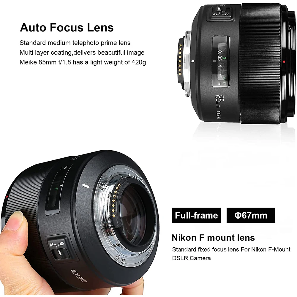 Meike 85mm f1.8 for Nikon Lens AF Full Frame Aspherical Medium Telephoto Portrai