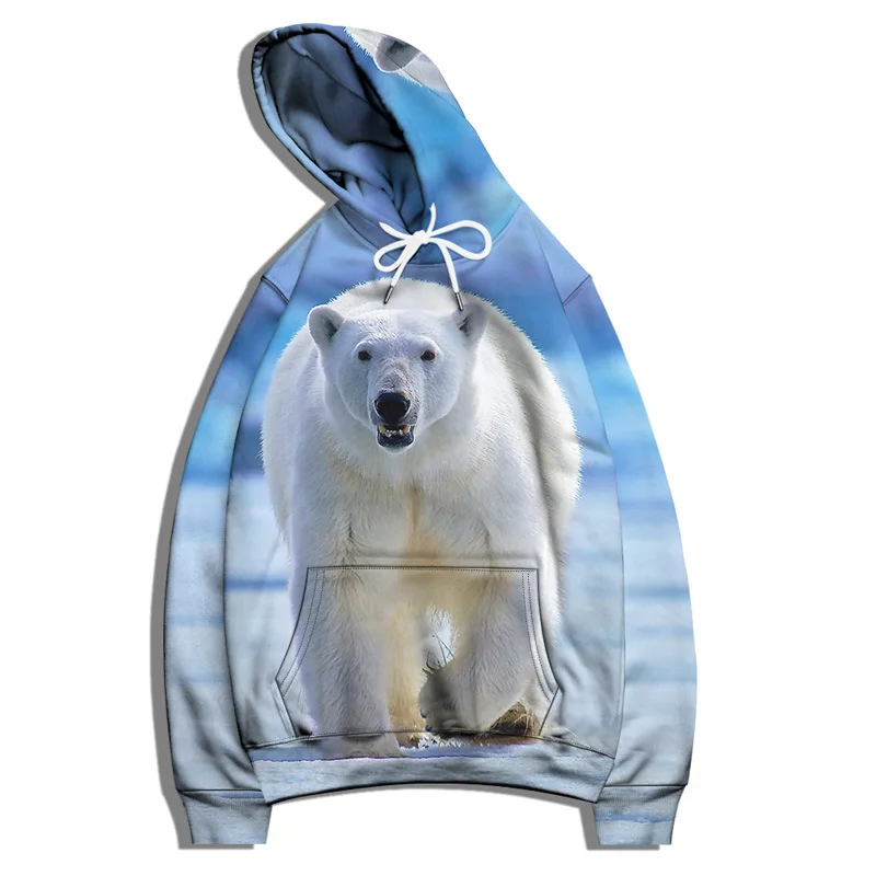 

2023 Men Fashion 3D Hoodies Animal Polar Bear Printing Unisex Hooded Sweatshirt Female Sportwear Clothing Pullover Euro Size 6XL