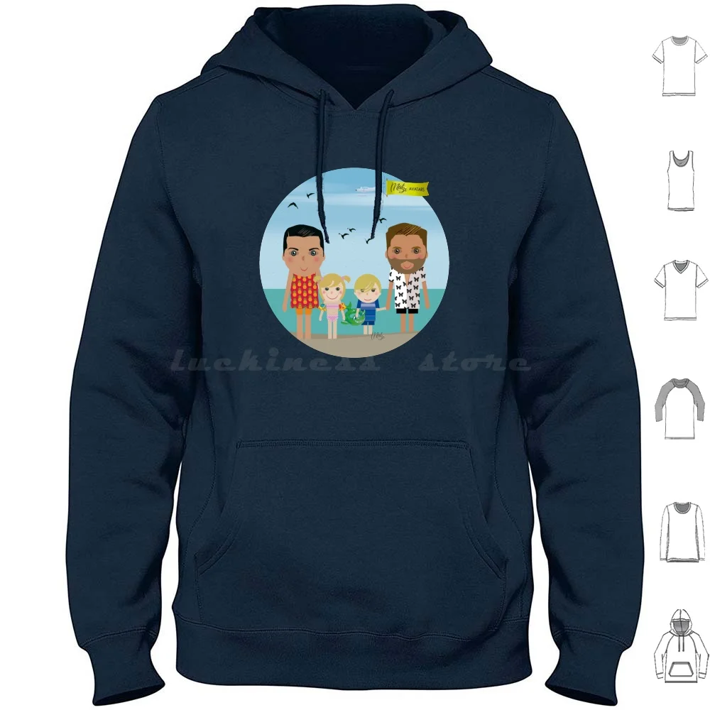 

Beach Family Hoodie cotton Long Sleeve Beach Family Sun Summer Sea Parents Children Diversity Familia