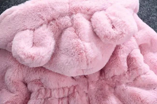 Girls Warm Coats Thick Faux Fur Jackets Cartoon Ear Fluffy Outerwear Long Sleeve Cute Coats 2 7Y Winter Clothes for Girls