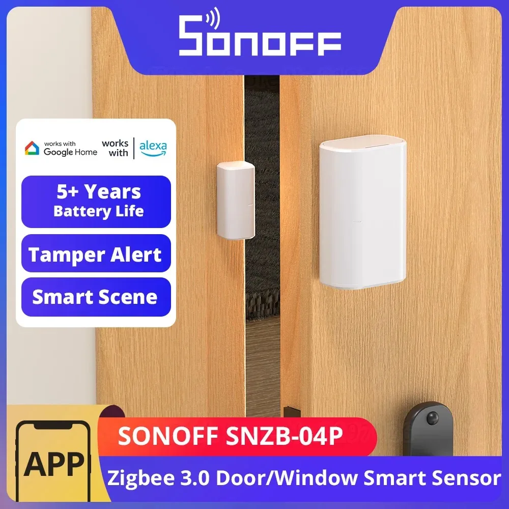 SonoffSNZB-04PSNZB04PSonoffZigbeeDoorSensorOpen/CloseDetectorforEWeLinkAppRequiresZBBridgeWorksAlexaGoogleHome