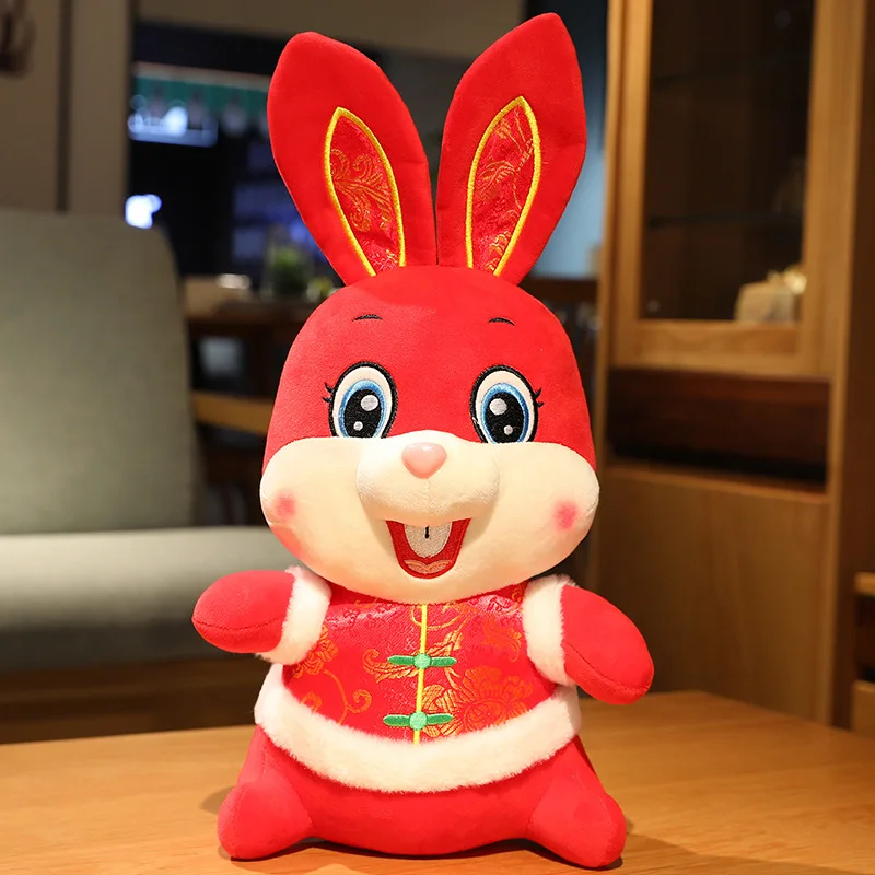 Chinese Style Tang Suit Rabbit Plush Toy Soft Lucky Fortune Costume
