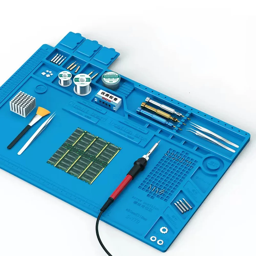 S-180A1 Large Heat Resistant Silicone Soldering Work Mat w/ Magnets