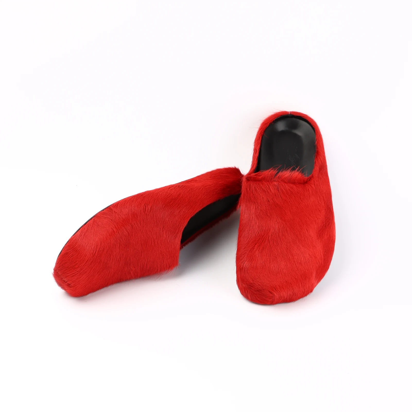 Italy Fur Horse Hair Slippers Women 2023 Winter Casual Runway Flat Mules Moccasins Men Shoes Leisure Real Leather Women Slippers