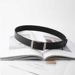 Unisex Luxury Designer PU Leather No - Hole Soft Waist Belt - 107cm (Black)