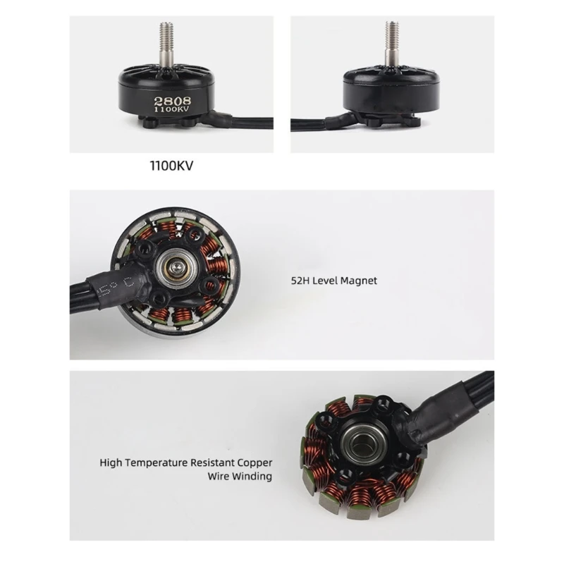 Y1UB 1pc/4pcs A2808 1100KV 모터 7in 프로펠러 원격 제어 쿼드콥터를 횡단하는 FPV용 강력한 브러시리스 모터