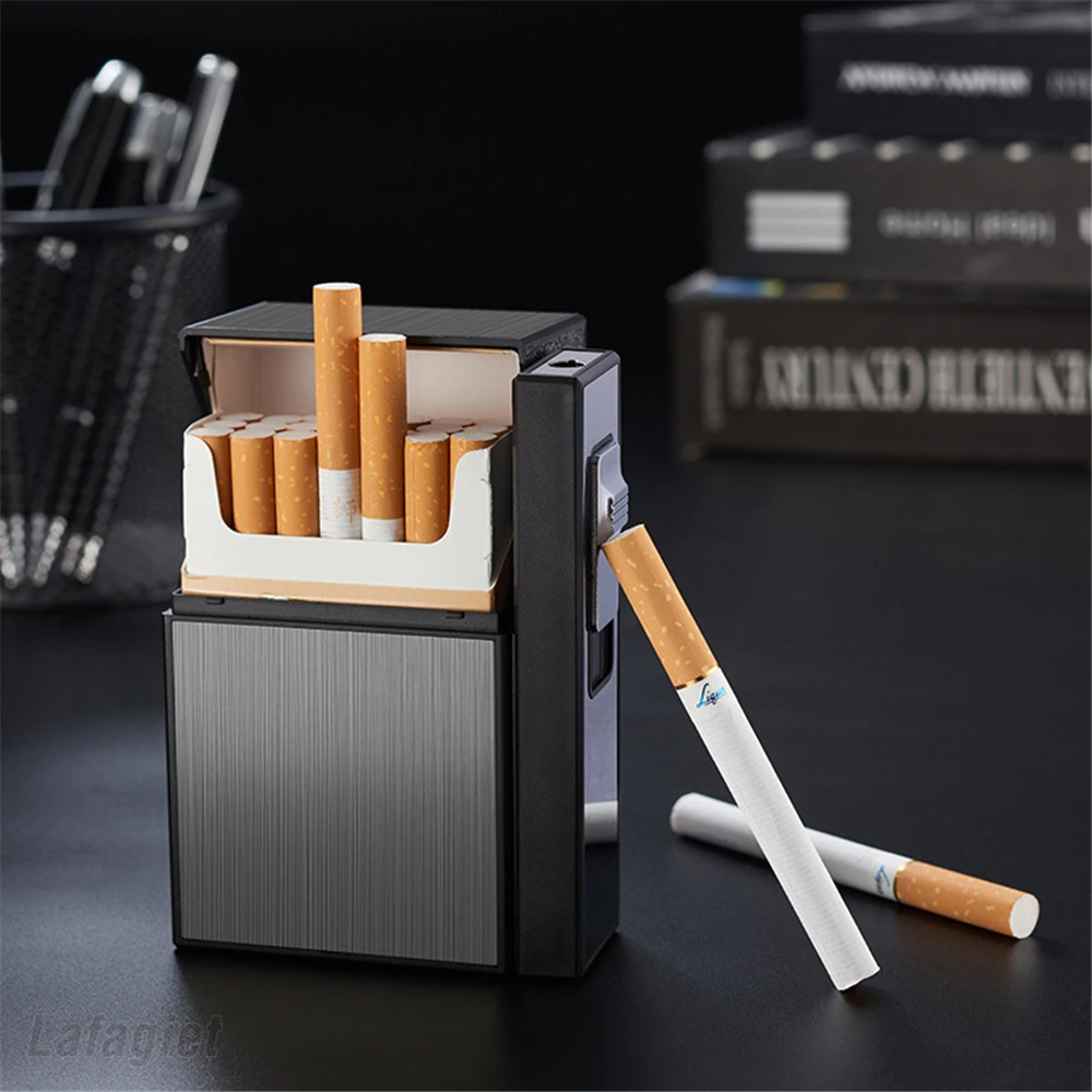 New Cigarette Case Lighter Integrated Detachable 20 Cigarette Case Butane  Windproof Straight Into The Lighter Men's Smoking - AliExpress