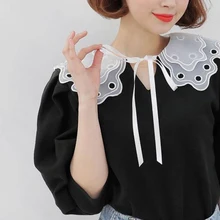 

Fashion Girls Collars Fake Collar Solid White Black Neckline Neckband Lolita Doll Double Layer Ruffles Fake Collar Shoulder Wrap